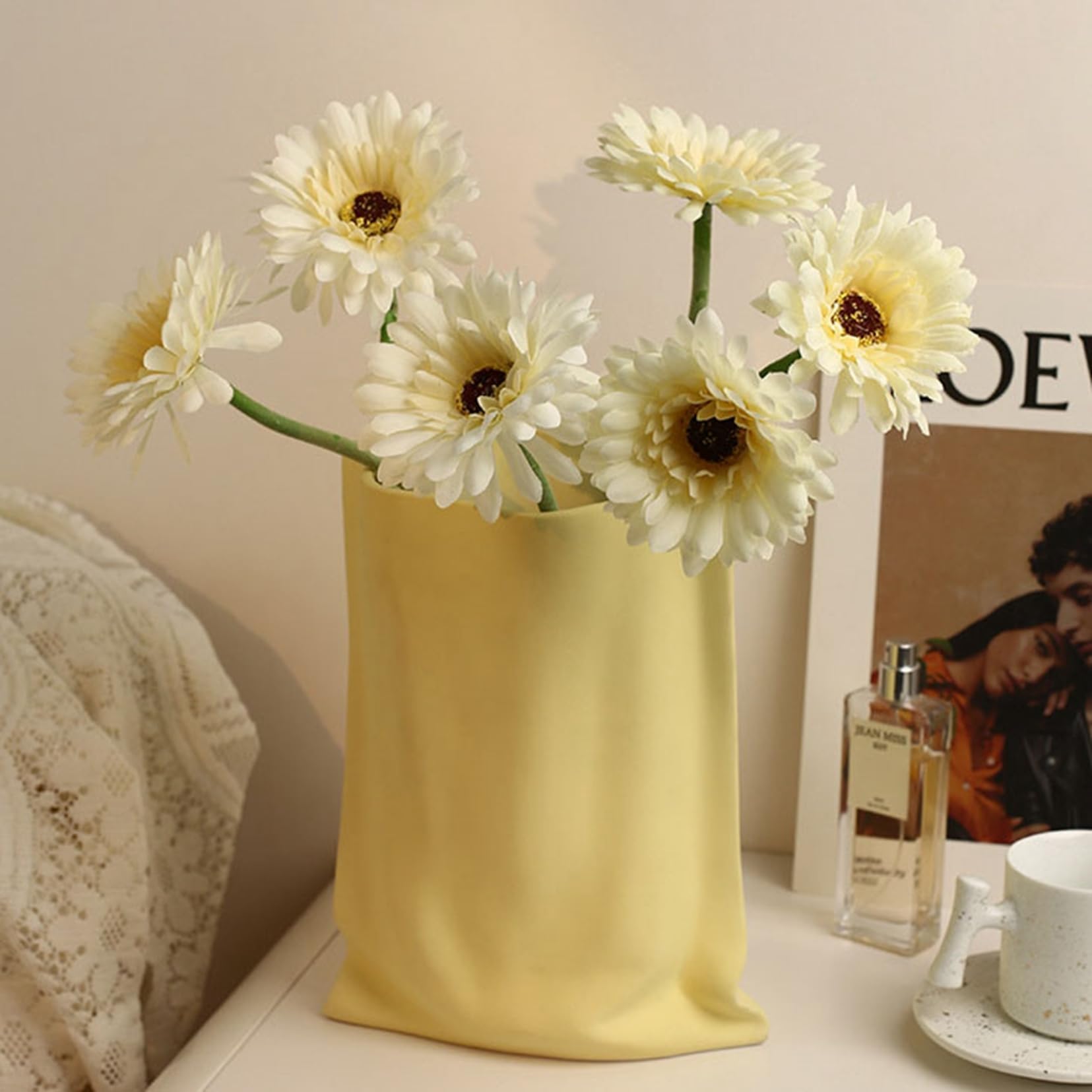 Bay Keramik 花瓶　フラワーベース　紙袋 Amazon.co.jp: フラワーベース 花瓶 紙袋スタイル 花器